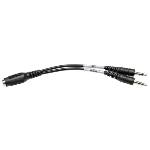 Tripp Lite series 3.5 mm 4-Position to 3.5 mm 3-Position Audio Headset Splitter Adapter Cable (F/2xM), 6 in. (15.2 cm)