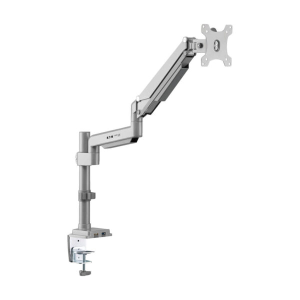 Tripp Lite series Single-Display Gas Spring-Arm Desktop Clamp or Grommet for 13” to 34” Displays - USB and Audio Ports, Aluminum