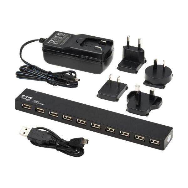 Tripp Lite series 10-Port USB 2.0 Hub with Power Supply and International Plug Adapters