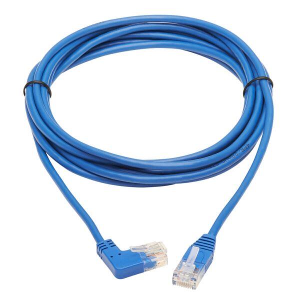 be81ec41ed48100e13e3627dc7906990 Tripp Lite series Right-Angle Cat6 Gigabit Molded Slim UTP Ethernet Cable (RJ45 Right-Angle M to RJ45 M), Blue, 10 ft. (3.05 m)