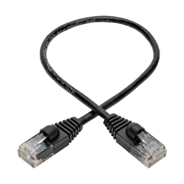 Tripp Lite series Cat6a 10G Snagless Molded Slim UTP Ethernet Cable (RJ45 M/M), Black, 1 ft. (0.31 m)