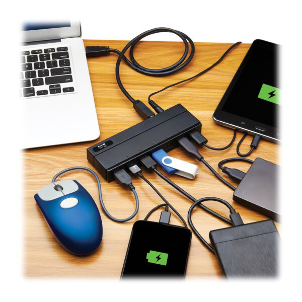 Tripp Lite series 7-Port USB-A Mini Hub - USB 3.x (5Gbps), International Plug Adapters
