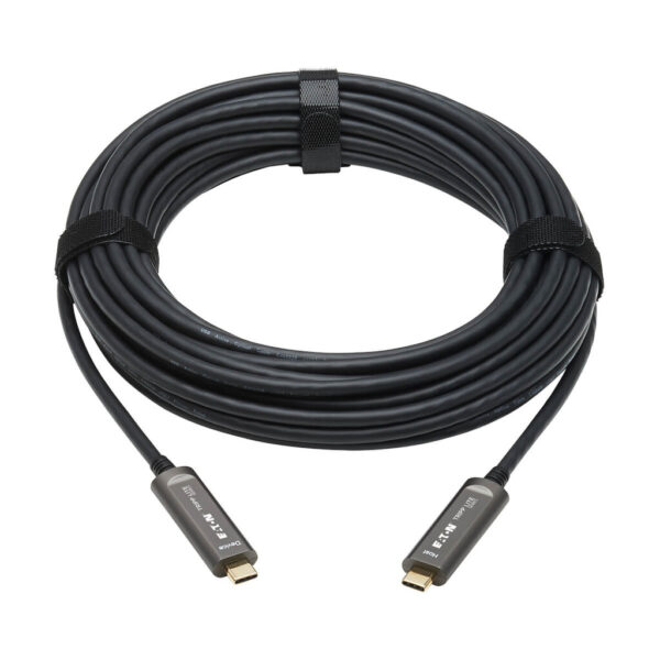 Tripp Lite USB-C Plenum Fiber Active Optical Cable (M/M), USB 3.2 Gen 2 10Gbps, Data Only, Black, 15 m (49 ft.) - U420F-15M-D321
