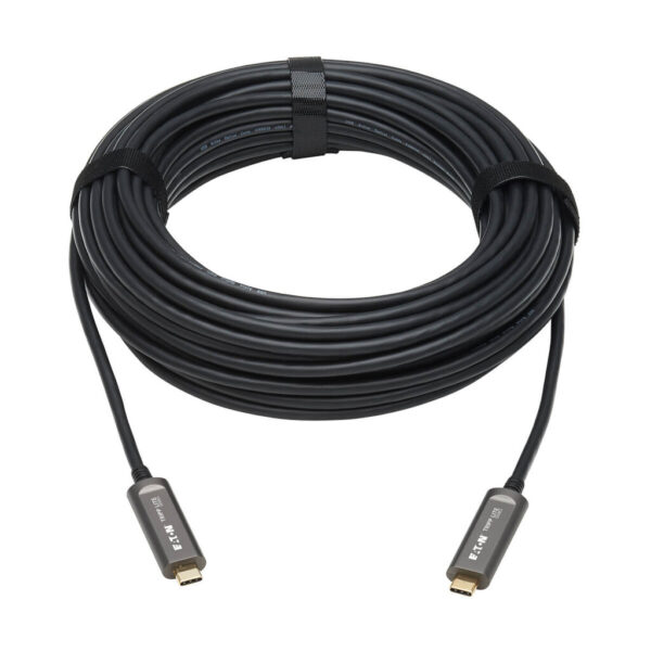 bf8104113315fbb1ba7eec1250b0f0a2 Tripp Lite series USB-C AOC Cable (M/M) - USB 3.2 Gen 2 (10 Gbps) Plenum-Rated Fiber Active Optical Cable - Data Only, Black, 15 m (49 ft.)