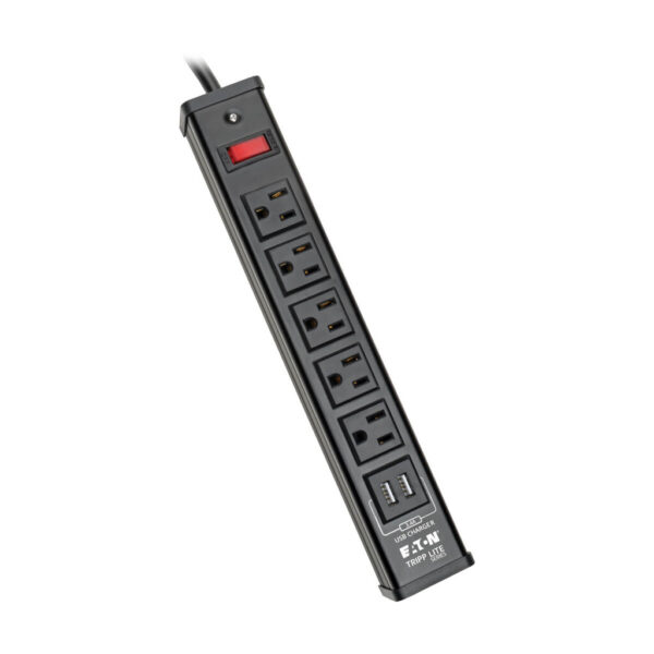 bfa3ef71e47cc1ec8ad3492b81fb97eb Tripp Lite TLM526USBB surge protector Black 5 AC outlet(s) 120 V 1,83 m