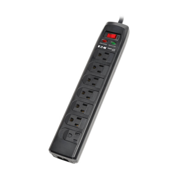 bfa4b75de18b97e70a47fa7228bebbcc Tripp Lite series Protect It! 7-Outlet Surge Protector, 6 ft. (1.83 m) Cord, 1440 Joules, Tel/Modem Protection, Safety Covers