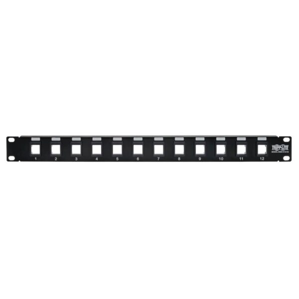 Tripp Lite series 12-Port 1U Rack-Mount Unshielded Blank Keystone/Multimedia Patch Panel, RJ45 Ethernet, USB, HDMI, Cat5e/6