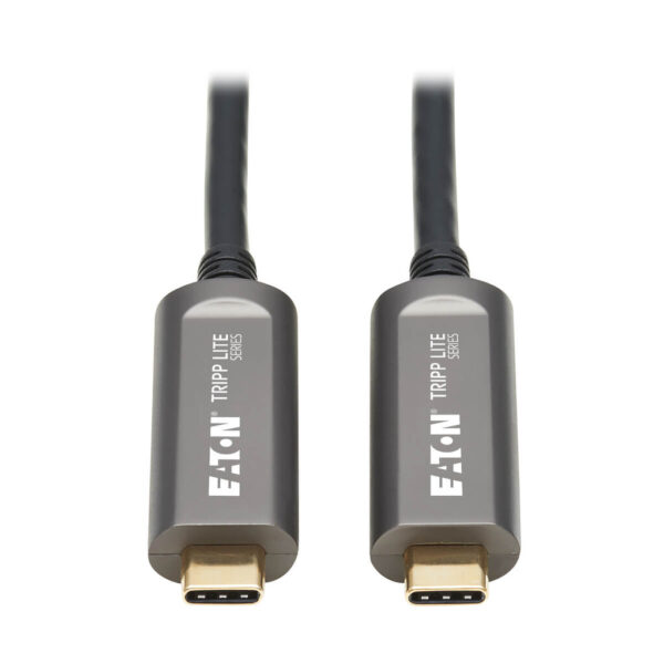 Tripp Lite series USB-C AOC Cable (M/M) - USB 3.2 Gen 2 (10 Gbps) Plenum-Rated Fiber Active Optical Cable - Data Only, Black, 20 m (66 ft.)