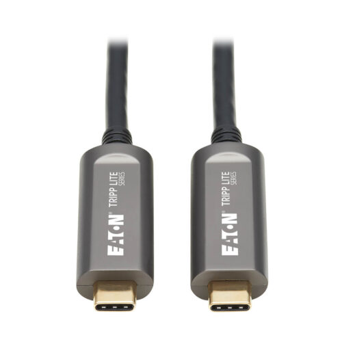 Tripp Lite series USB-C AOC Cable (M/M) - USB 3.2 Gen 2 (10 Gbps) Plenum-Rated Fiber Active Optical Cable - Data Only, Black, 15 m (49 ft.)