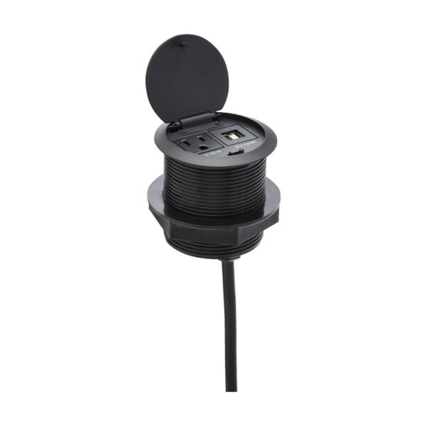 c0e3dc0d2aadb41662012907adcf168c Tripp Lite series Protect It! In-Desktop Power Grommet - NEMA 5-15P, 2x USB-A Charging, Surge Protection, 10 ft. Cord, Antimicrobial, Black