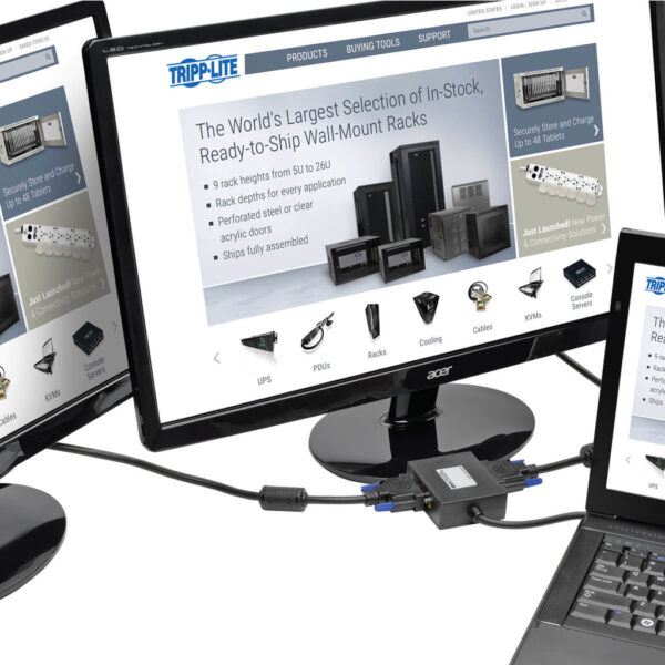 Tripp Lite series 2-Port DisplayPort to DVI Hub, DP1.2, TAA