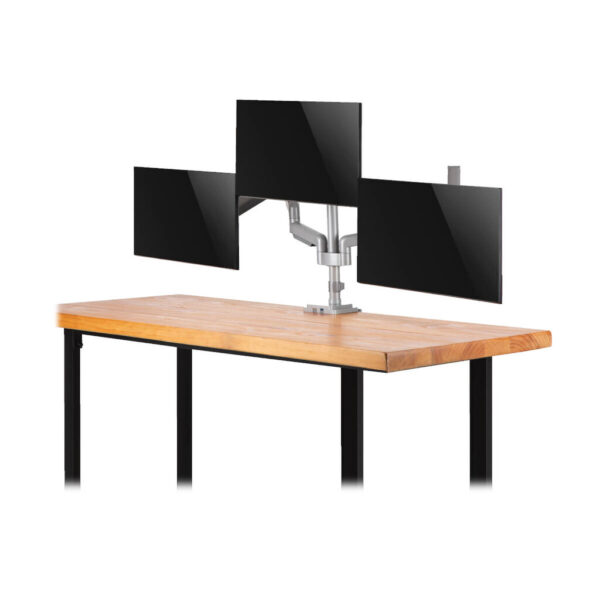 Tripp Lite series Triple-Display Gas-Spring Flex-Arm Desktop Clamp and Grommet for 17” to 30” Flat-Screen Displays - USB and Audio Ports, Aluminum