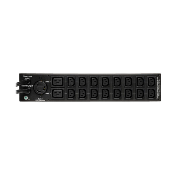 Tripp Lite series 5.8kW Single-Phase Local Metered Automatic Transfer Switch PDU, Two 200-240V L6-30P Inputs, 16-C13 2-C19 & 1 L6-30R Outlet, 2U, TAA
