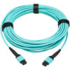 Tripp Lite series 40/100/400G Multimode 50/125 OM3 Fiber Optic Cable (8F MPO/MPO-PC F/F), Type-A Polarity, OFNP, Aqua, 20 m (65.6 ft.)