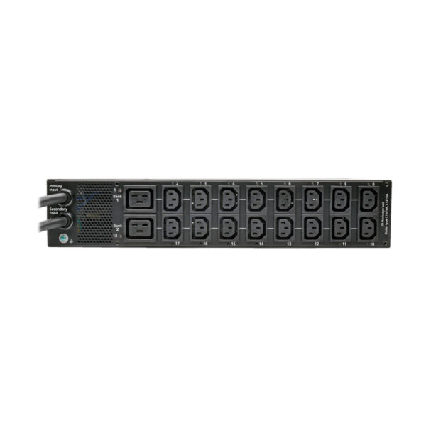 Tripp Lite series 7.7kW Single-Phase Switched Automatic Transfer Switch PDU, Two 200-240V IEC309 32A Blue Inputs, 16-C13 2-C19 Outlets, 2U, TAA