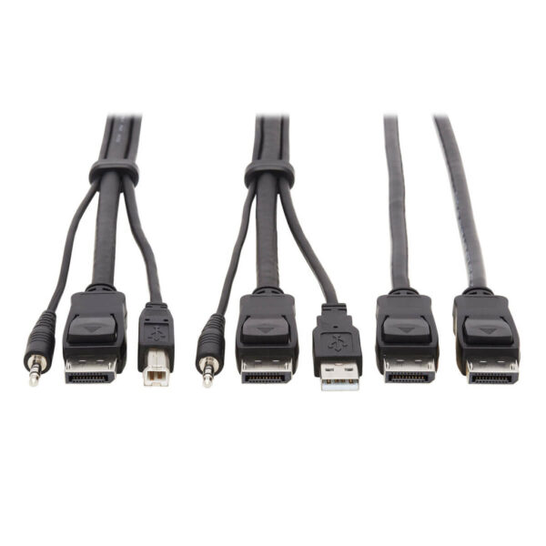 Tripp Lite series Dual DisplayPort KVM Cable Kit - DP, USB, 3.5 mm Audio (3xM/3xM) + DP (M/M), 4K, 4:4:4, 10 ft. (3.05 m), Black