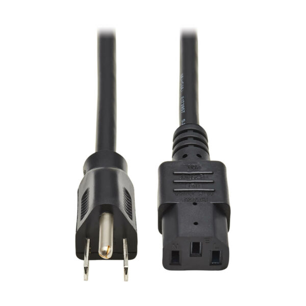 Tripp Lite series Desktop Computer AC Power Cable, NEMA 5-15P to C13 - 13A, 125V, 16 AWG, 2 ft. (0.61 m), Black