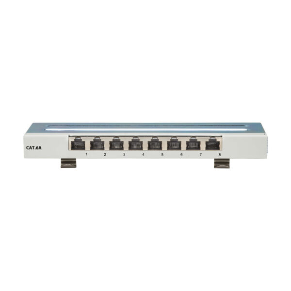 Tripp Lite series Cat6a STP Patch Panel, 8 Ports, DIN Rail or Wall Mount, TAA