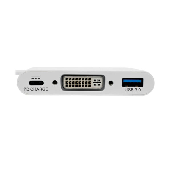 Tripp Lite series USB-C to DVI Adapter with USB 3.x (5Gbps) Hub Port and PD Charging, White