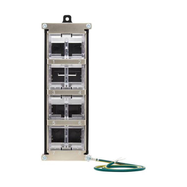 Tripp Lite series 8-Port Metal DIN-Rail Mounting Keystone Patch Panel with Grounding, Black/Silver, TAA