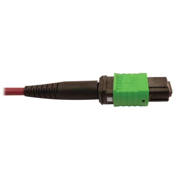 Tripp Lite series 400G Multimode 50/125 OM4 Plenum Fiber Optic Cable, 16F MTP/MPO-APC to MTP/MPO-UPC (F/F), Magenta, 5 m