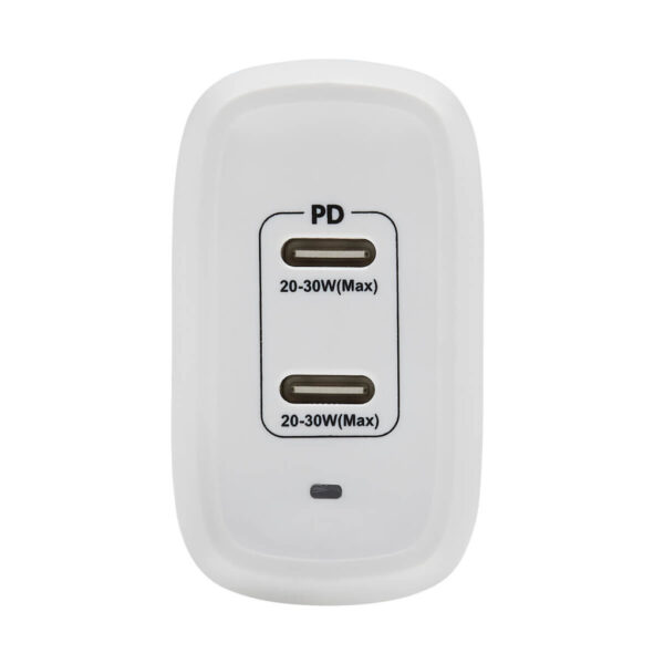 c47da82ef98d6b14a12bd62381d358b5 Tripp Lite series Dual-Port Compact USB-C Wall Charger - GaN Technology, 40W PD Charging (20W+20W or 30W), White