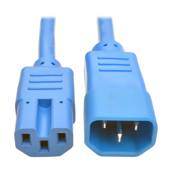 Tripp Lite series Power Cord C14 to C15 - Heavy-Duty, 15A, 250V, 14 AWG, 3 ft. (0.91 m), Blue