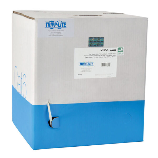 Tripp Lite series Cat6 Gigabit Bulk UTP Stranded 24 AWG CMR PVC Cable, White, 1000 ft. (304.8 m)
