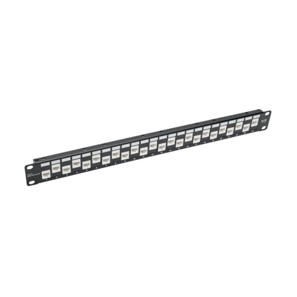 c6053144acb226cc77150a8fb722695c Tripp Lite series 24-Port 1U Rack-Mount Cat6a Offset Feed-Through Patch Panel with Cable Management Bar, RJ45 Ethernet, TAA