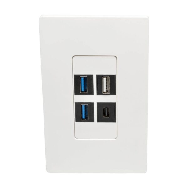 Tripp Lite series 4-Port Keystone Single-Gang Faceplate, White, TAA
