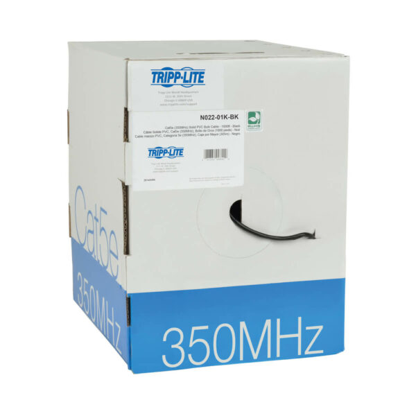 c659e7298ad5cb017b1c1bbddabee2f4 Tripp Lite series Cat5e 350 MHz Solid Core (UTP) PVC Bulk Ethernet Cable - Black, 1000 ft. (304.8 m), TAA