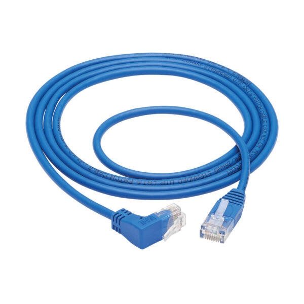 Tripp Lite series Up-Angle Cat6 Gigabit Molded Slim UTP Ethernet Cable (RJ45 Right-Angle Up M to RJ45 M), Blue, 5 ft. (1.52 m)