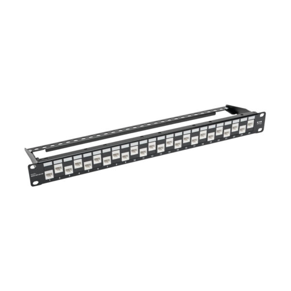 c6ebb835997907186aa24f081ee6fccb Tripp Lite series 24-Port 1U Rack-Mount Cat6a Offset Feed-Through Patch Panel with Cable Management Bar, RJ45 Ethernet, TAA