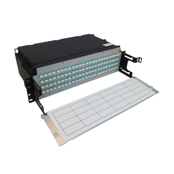 c72cfbbd5d3ffa8f3bc2dac96731be05 Tripp Lite series Preloaded Fiber Patch Panel, 3U - 24x (12F MTP/MPO-PC to 4x LC Duplex F/F) 8F Trunk Cables, OM4 Multimode, 10 m (32.8 ft.)