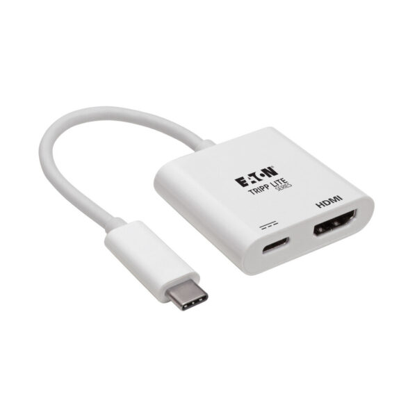 Tripp Lite series USB-C to HDMI Adapter (M/F) - 4K 60 Hz, 60W PD Charging, HDCP 2.2, White