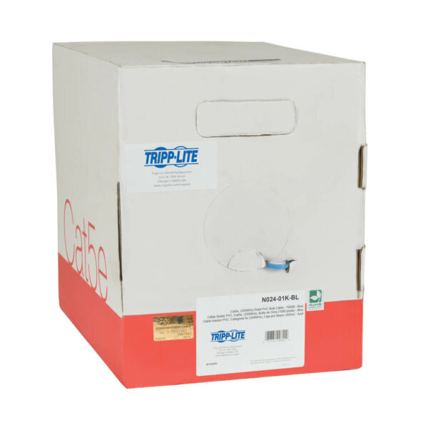 Tripp Lite series Cat5e 350 MHz Solid Core Plenum-Rated (UTP) PVC Bulk Ethernet Cable - Blue, 1000 ft. (304.8 m)