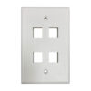 Tripp Lite series Safe-IT 4-Port Single-Gang Keystone Wall Plate, Antibacterial, Ivory Matte, TAA