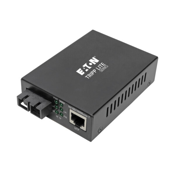 c931060454c495d4ce77ab1380bb4494 Tripp Lite series Gigabit Singlemode Fiber to Ethernet Media Converter, POE+ - 10/100/1000 SC, 1310 nm, 20 km (12.4 mi.)