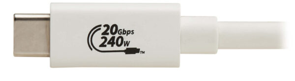 Tripp Lite series USB4 20Gbps Cable (M/M) - USB-C, 4K 60 Hz, 240W PD Charging, White, 2 m (6.6 ft.)