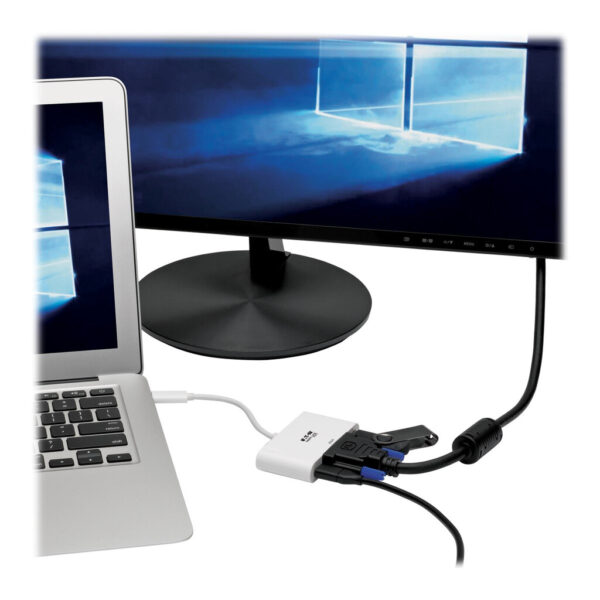 Tripp Lite series USB-C to DVI Adapter with USB 3.x (5Gbps) Hub Port and PD Charging, White