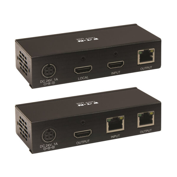 Tripp Lite series HDMI over Cat6 Extender Kit, Transmitter and Receiver with Repeater, 4K 60Hz, 4:4:4, IR, HDR, PoC, 230 ft., TAA