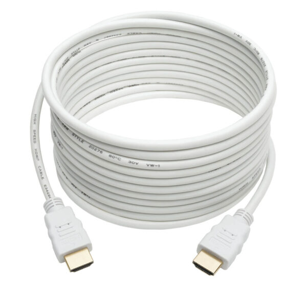 Tripp Lite series High-Speed HDMI Cable, Gripping Connectors, 4K @30Hz (M/M), White, 16 ft. (4.88 m)