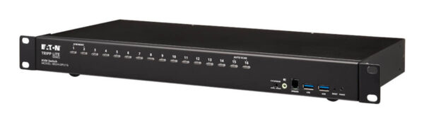 Tripp Lite series 16-Port DisplayPort/USB KVM Switch with Audio/Video and USB Peripheral Sharing, 4K 60 Hz, 1U Rack-Mount, TAA