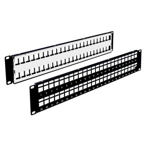 48-Port 2U, U/FTP Blank Patch Panel W/GROUNGING Wire & Rear MGNT. Bar, Rack Mount