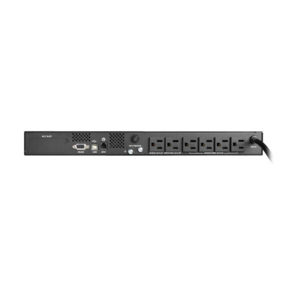 Tripp Lite series 500VA 300W 120V Line-Interactive UPS - 6 NEMA 5-15R Outlets, USB, DB9, Network Card Option, 1U Rack/Tower