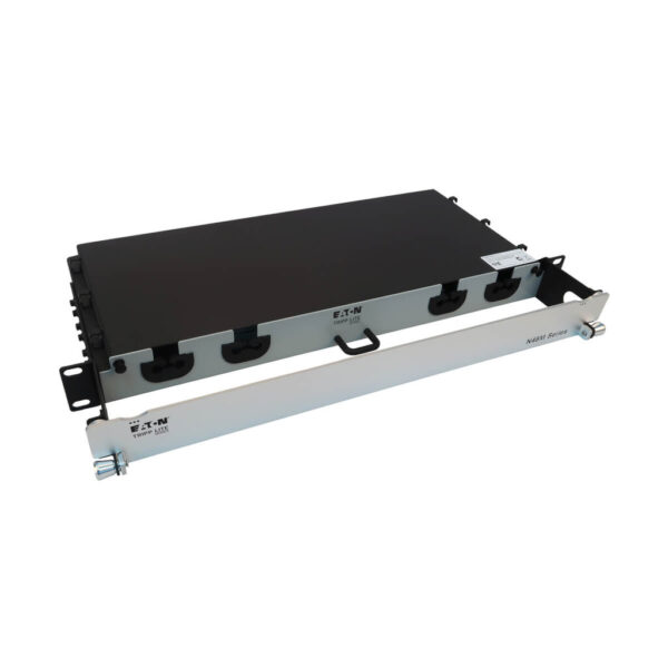 Tripp Lite series Preloaded Fiber Panel, 1U - 2x (24F MTP/MPO-PC to 12x LC Duplex F/M) 24F Trunk Cables, OM4 Multimode, 10 m (32.8 ft.)