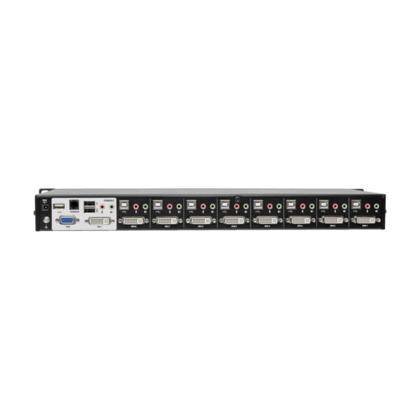 Tripp Lite series 8-Port DVI/USB KVM Switch with Audio and USB 2.0 Peripheral Sharing, 1U Rack-Mount, Single-Link, 1920 x 1200 (1080p), TAA