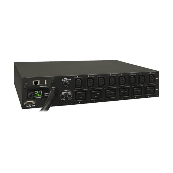 ccac532f9addea75040e45c42e14bf83 Eaton 5.5kW Single-Phase Switched PDU - LX Interface, 208/230V Outlets (8 C13 & 6 C19), L6-30P Input, 15 ft. (4.57 m) Cord, 2U Rack-Mount, TAA