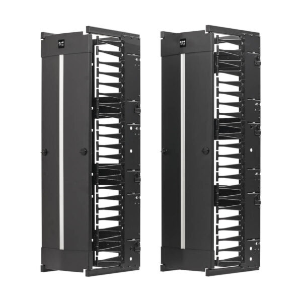 cda9a5494ccacc5bd32a2e205c9cae87 Tripp Lite series High-Capacity Vertical Cable Manager - Deep Double Finger Duct with Cover, Single Sided, 12 in. Wide, Black, 7 ft. (2.2 m)