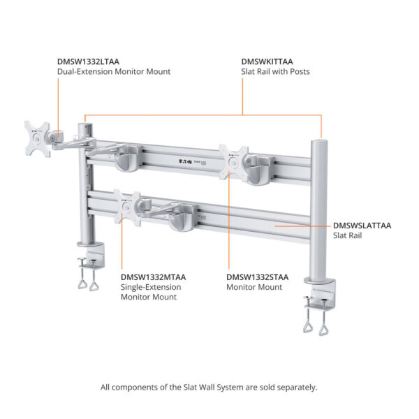 ce8938102df78863871edd645ac14e56-2 Tripp Lite series Monitor Mount for Slat Wall System, 13" to 32" Displays, TAA